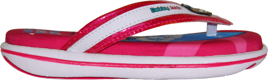 Peace-Love-Summer Memory Foam Thongs (Fuschia Top View)